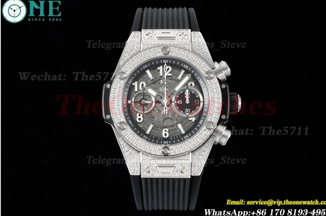 Diams Titanium Big Bang 44mm SS Diams Bezel BBF A1280 Rubber Unico 0421